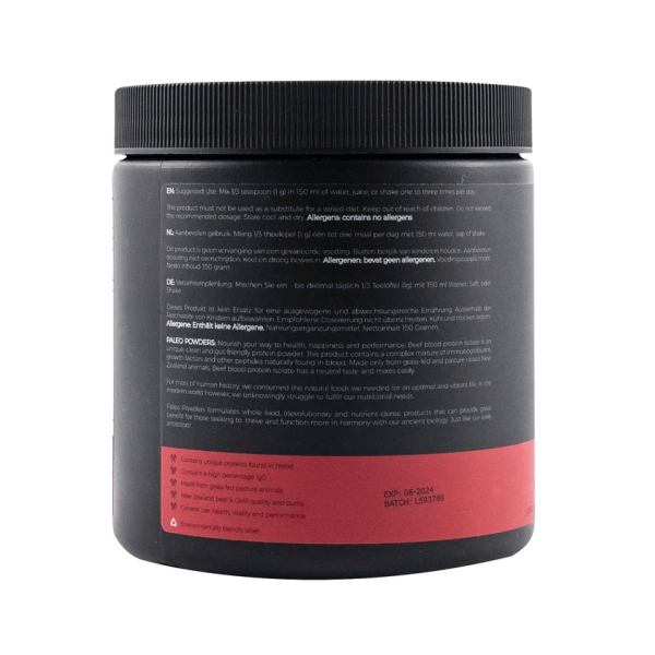 Rinderblut-Protein-Isolat (aus Weidehaltung) - Paleo Powders