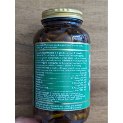 Grass-fed thyroid, freeze-dried