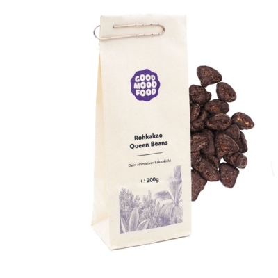 Kakaobönor med fruktkött och choklad överdragna - Queen Beans från goodmoodfood